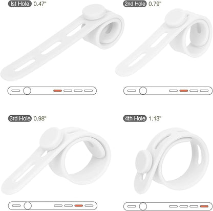 Donruby 24Pcs Silicone Cable Ties - Reusable & Washable with Locking Buckle Design, Adjustable Fastening Cable Straps, Multi-Purpose High Elasticity Cord Organizer (White)
