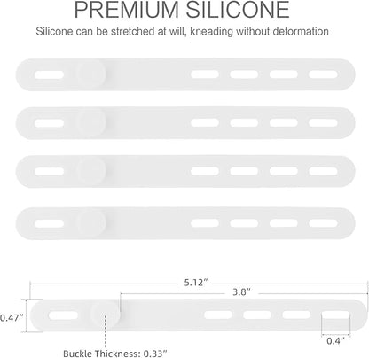 Donruby 24Pcs Silicone Cable Ties - Reusable & Washable with Locking Buckle Design, Adjustable Fastening Cable Straps, Multi-Purpose High Elasticity Cord Organizer (White)