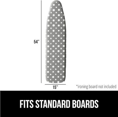 GORILLA GRIP The Original Ironing Board Cover and Pad, Silicone Coating, Thick Scorch Resistant Padding, Heavy Duty Iron Covers Standard Boards, Hook and Loop Fastener Strap, Dots, 15x54