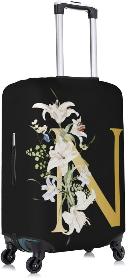 Decorative N Suitcase Protectors Elastic Washable Luggage Covers With Concealed Zippers For 18-32 Inch Luggage (Size M: Fits 22-24 Inch)