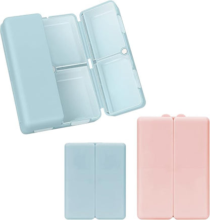 FYY 2 Pcs Daily Pill Organizer, 7 Compartments Portable Pill Case Travel Pill Organizer,[Folding Design] Pill Box for Purse Pocket to Hold Vitamins,Cod Liver Oil,Supplements and Medication-Navy+Pink