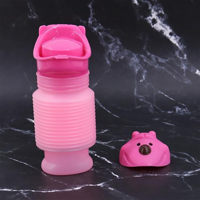 Pee Bottles for Kids Boys Men Women, Adjustable Emergency Urinal 600ml, Portable Leakproof Pocket Toilet for Car, Travel Urinals, Collapsible Urinals Mini Mobile Toilet Potty,1 PCS(Pink)