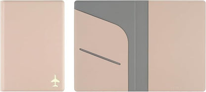 Fenice Plain Simple Passport Cover Holder Wallet Case for Travel Essential RFID Blocking Vegan Leather Waterproof (PINK)