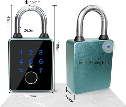 Combination Padlock,Fingerprint Bluetooth Padlock, Mobile APP, Smart Padlock, Touchscreen,Water Resistant, Suitable for Gym,Outdoor,Warehouse, Sports,Suitcase, Bike, School, Fence and Storage