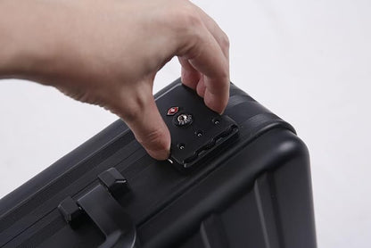 Black Aluminum Money Briefcase for Cash Metal Cases for Men Business Attache Hardside Case Dual Combination Locks with Foam