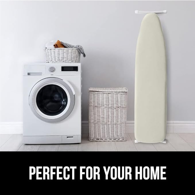 GORILLA GRIP The Original Ironing Board Cover and Pad, Silicone Coating, Thick Scorch Resistant Padding, Heavy Duty Iron Covers Standard Boards, Hook and Loop Fastener Strap, Linen, 15x54