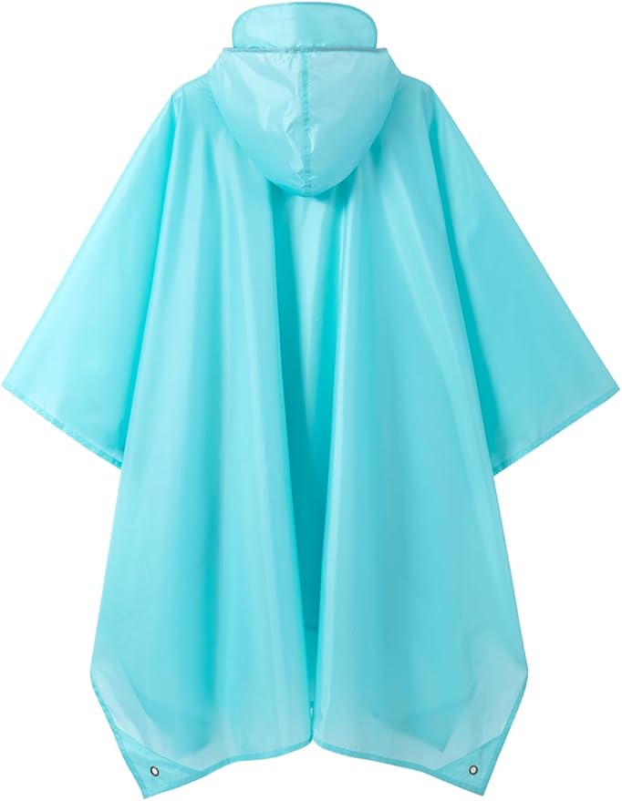 Hooded Rain Poncho for Adult, Waterproof Lightweight Raincoat for Hiking Camping