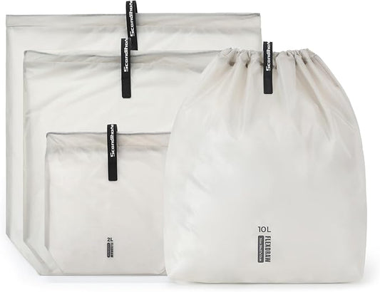 3 Set Packing Cubes for Travel, Ultralight Luggage Organizer Bags Waterproof Storage Bag, Multiple Sizes Reusable Drawstring Bags Used Essential for Gym Swim (Grey)