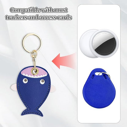 Leather Keychain Case Holder Compatible with Apple AirTag, GPS Airtag Keychain Finder Tracker with Key Ring, Anti-Scratch Protective Air Tag Cover