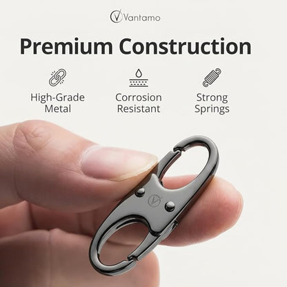 Vantamo Premium 4 Zipper Clips Anti Theft for Backpack, Luggage & Purse, Pull Replacement Zipper Locks, Purse Clip for Travel