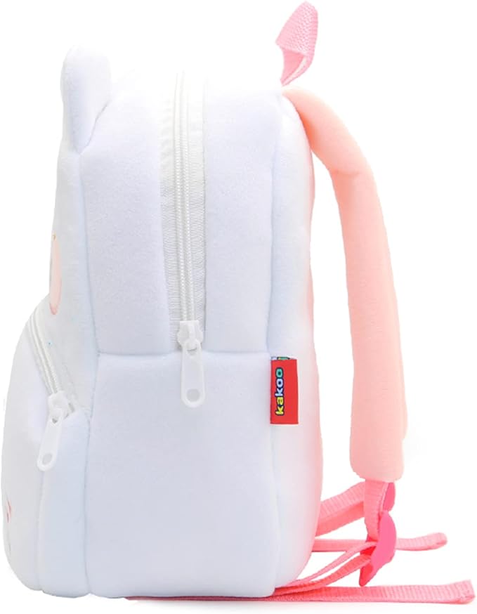 Cute Toddler Backpack,Cartoon Cute Animal Plush Backpack Toddler Mini School Bag for Kids Age 2-4 Years Old(White Cat)