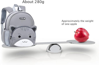 Padgene Toddler Backpacks Kids Preschool Backpack Waterproof Neoprene Animal Schoolbag Lunch backpack 3D Cartoon Cat Mini Travel Bag for Boys Girls Ages 3-5