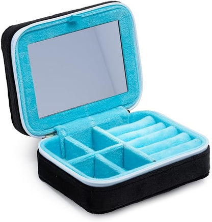 Living Royal Jewelry Travel Case – Portable Box with Mirror and Zipper for Rings, Necklaces, Earrings, Bracelets (Composition)