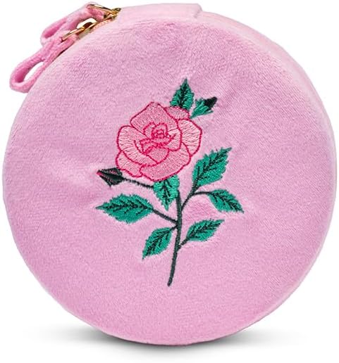 Living Royal Jewelry Travel Case – Portable Box with Mirror and Zipper for Rings, Necklaces, Earrings, Bracelets (Rose)