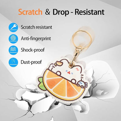 Leather Keychain Case Holder Compatible with Apple AirTag, GPS Airtag Keychain Finder Tracker with Key Ring, Anti-Scratch Protective Air Tag Cover
