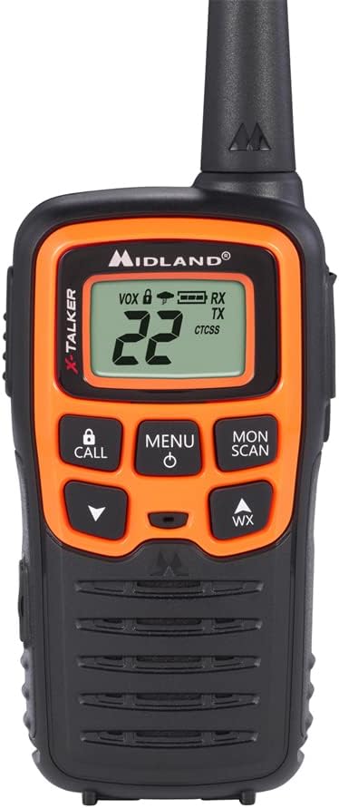 Midland -T51X3VP3 X-TALKER Walkie-Walkie - Long Range Two Way Radio for Camping Hiking Hand Held RZR FRS Compact Radio UTV communication NOAA Weather Scan - Black/Orange, 3 Radios