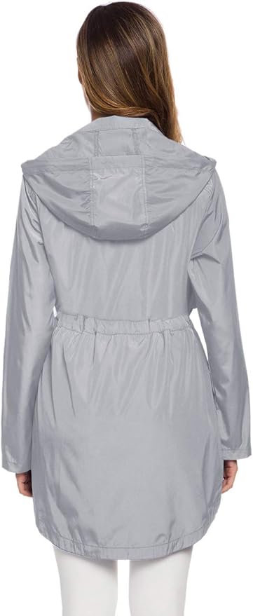 Avoogue Women's Long Raincoat with Hood Outdoor Lightweight Windbreaker Rain Jacket Waterproof