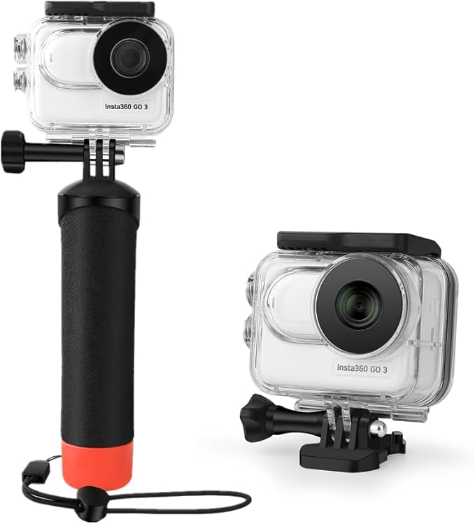 Waterproof Case&Floating Hand Grip Compatible with Insta360 GO 3, Protective Underwater Dive Housing Shell with Bracket Accessories