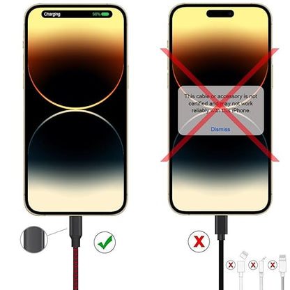 TAKAGI for iPhone Charger, [MFi Certified] Lightning Cable 3PACK 6FT Nylon Braided USB Charging Cable High Speed Transfer Cord Compatible with iPhone 14/13/12/11 Pro Max/XS MAX/XR/XS/X/8/iPad(Red)