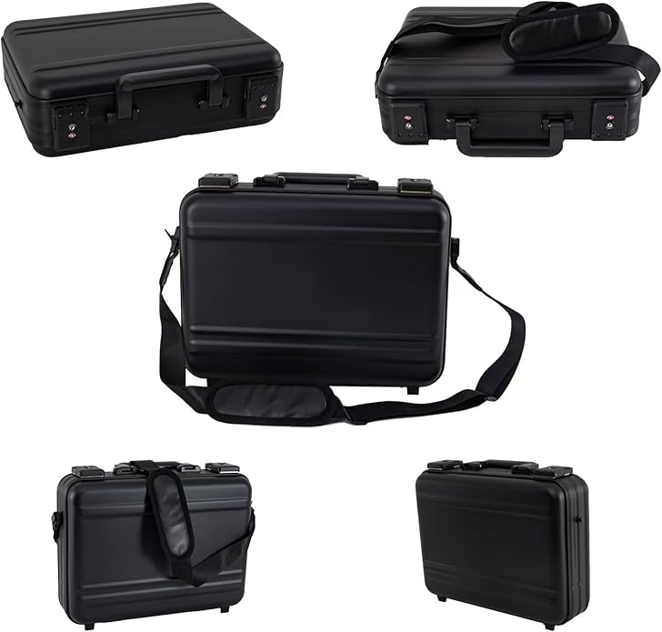 Metal Briefcase with Removable Shoulder Strap 14 Inch Laptop Brief Case Business Case Lawyer Briefcases