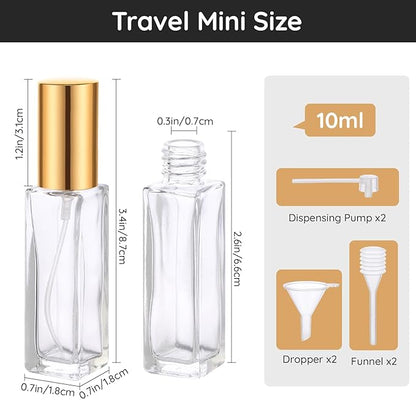 Segbeauty Travel Perfume Bottle Refillable, 10 Packs Atomizer Sprayer for Perfume, 10ML Empty Glass Perfume Bottle Portable Travel Size Spray Bottles Accessories for Dispensing Perfume Toiletries