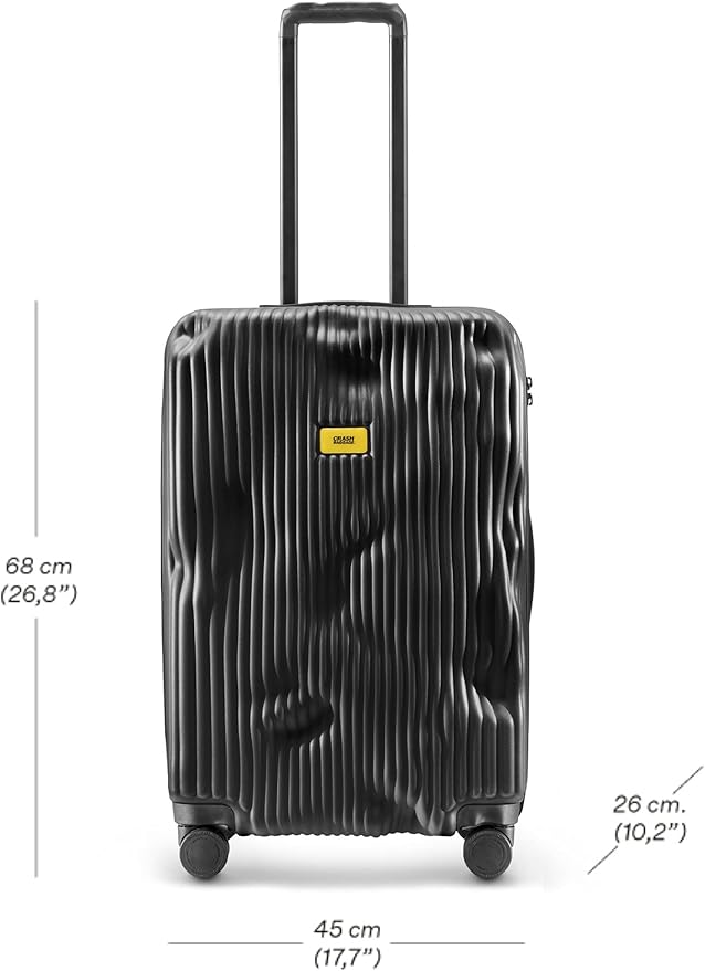 CRASH BAGGAGE Stripe Suitcase | Black | 36L | 100% Polycarbonate, TSA-Approved Lock, 360° Spinning Wheels