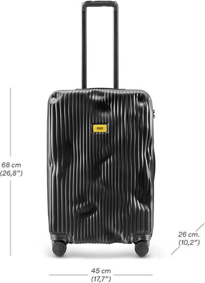CRASH BAGGAGE Stripe Suitcase | Black | 36L | 100% Polycarbonate, TSA-Approved Lock, 360° Spinning Wheels