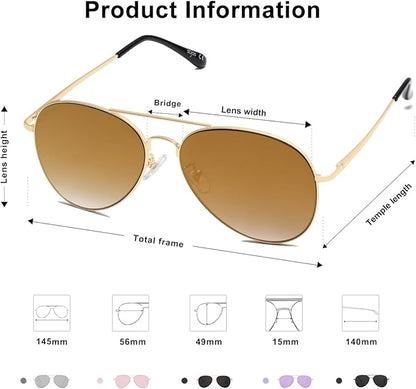 SOJOS Classic Aviator Sunglasses for Women Men Metal Frame Spring Hinges SJ1030