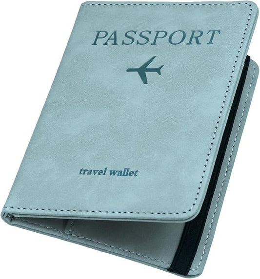 ILIYAH-Passport Cover-Passport Holder Travel Wallet-RFID Blocking Passport Case Travel Accessories Card Holder Wallet Unisex Travel Gifts(Blue)