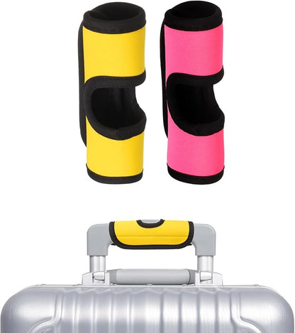 uxcell Luggage Handle Wrap, 2 Pcs Hollow Neoprene Handbag Grip Cover Protector Luggage Identifiers Suitcase Handle Wraps for Luggage Suitcase Travel Bags, Yellow/Pink