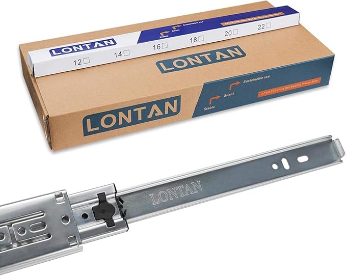 LONTAN 6 Pairs 24 Inch Soft Close Drawer Slides Side Mount Heavy Duty Cabinet Drawer Glides Ball Bearing Full Extension Kitchen Cabinet Rails 100 LB Capacity