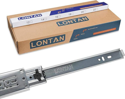 LONTAN 2 Pairs 14 Inch Soft Close Drawer Slides Heavy Duty Ball Bearing Dresser Drawer Glides 12.4" Extension Cabinet Rails 100 LB Capacity