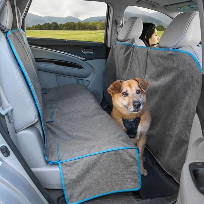 Kurgo Coast to Coast Hammock - Waterproof Backseat Dog Hammock for Full Coverage - Car Seat Protector with Rufftex Floor Guard - Durable Travel Gear - Stain Resistant - Heather Charcoal Grey