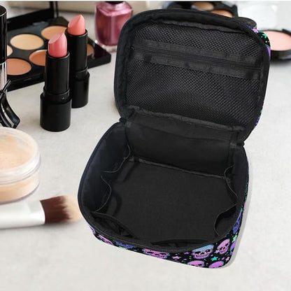 Makeup Bags, Stars Purple Skulls Makeup Organizer Bag Makeup Case Cosmetic Toiletry Bag for Girl Women Ladies