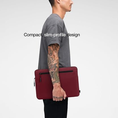 Incase Compact Laptop Sleeve with Flight Nylon - 14-inch MacBook/Laptop & iPad/Tablet Sleeve - Faux Fur Lining, Lightweight, Durable, Weather Resistant, Slip Pocket for Accessories - Cosmic Red
