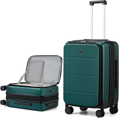 MILADA 24 Inch Expandable Top Opening Luggage with Spinner Wheels Medium Checked Suitcase with Wheels Hard Shell Trunk Suitcase TSA Approved Luggage for travel, Blackish Green
