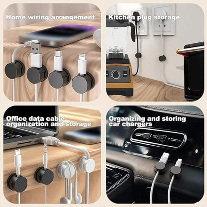 6-Pack Magnetic Cable Management Clips – Cord Organizer for Home, Office, Car & Desk, Keep Charging, USB & Headphone Cables Neat and Tangle-Free