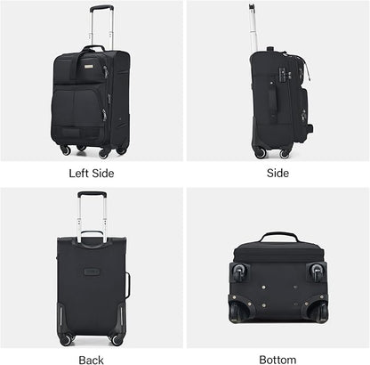 Hanke 20 Inch Softside Expandable Carry On Luggage with Spinner Wheels, Rolling Suitcase Travel Luggage with TSA Approved Luggage,Black