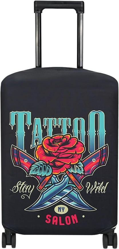 Explore Land Travel Luggage Cover Suitcase Protector Fits 27-30 Inch Case (Blade Rose, L)