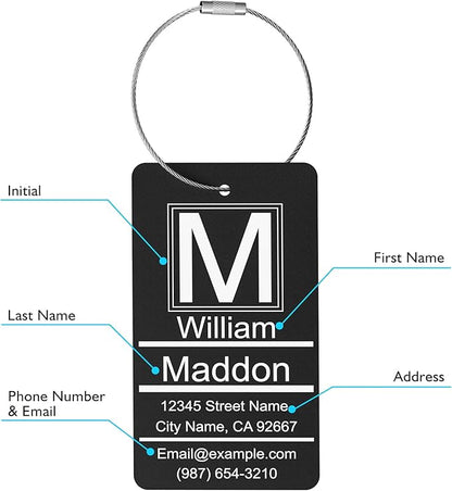 Luggage Tag for Suitcase - Personalized Engraved Metal Tag for Cruise Travel - Custom Name Tags Suitable for Bags and Backpacks (Gold)