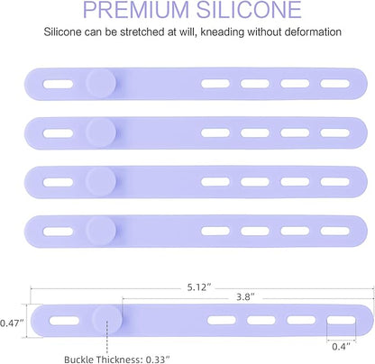Donruby 24Pcs Silicone Cable Ties - Reusable & Washable with Locking Buckle Design, Adjustable Fastening Cable Straps, Multi-Purpose High Elasticity Cord Organizer (Purple)