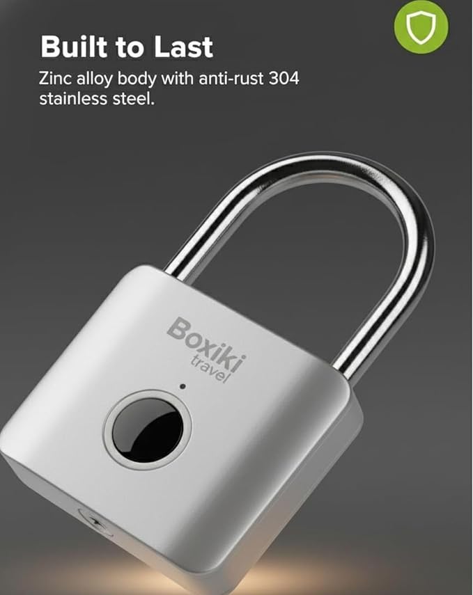 Fingerprint Padlock – Smart Biometric Lock, USB-C Rechargeable Keyless Thumbprint Locker Lock, Stores Up to 30 Fingerprints, Water-Resistant Digital Padlock for Gym, Gate, Luggage & Outdoor Storage