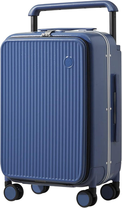 mixi Luggage Suitcases with Spinner Wheels 24'' Travel Luggage wih Front Laptop Pocket, Wide Handle PC Hardshell Suitcase with TSA Lock & Cover, Checked Luggage(Sapphire Blue)