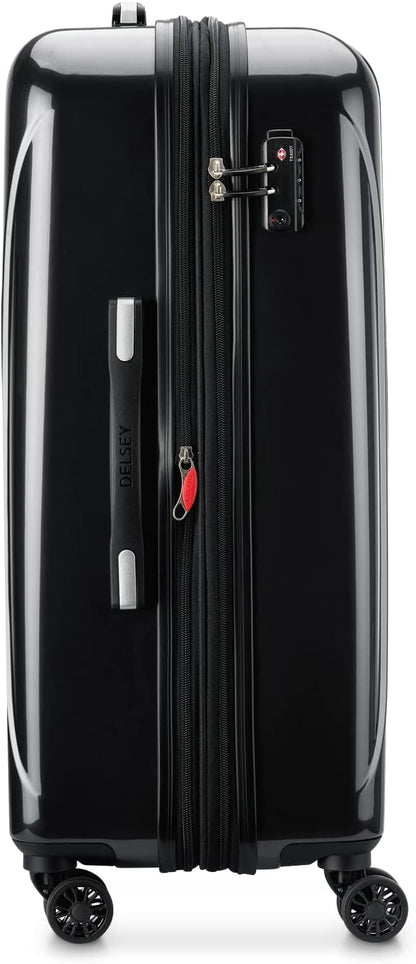 DELSEY PARIS Helium Aero Hardside Expandable Luggage with Spinner Wheels, Black, Checked-Medium 24 Inch