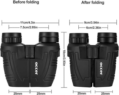 Occer 12x25 Compact Binoculars for Adults and Kids, Large Eyepiece Waterproof Binocular with Low Light Vision,High Powered Easy Focus Binoculars for Bird Watching,Outdoor Hunting,Travel,Sightseeing