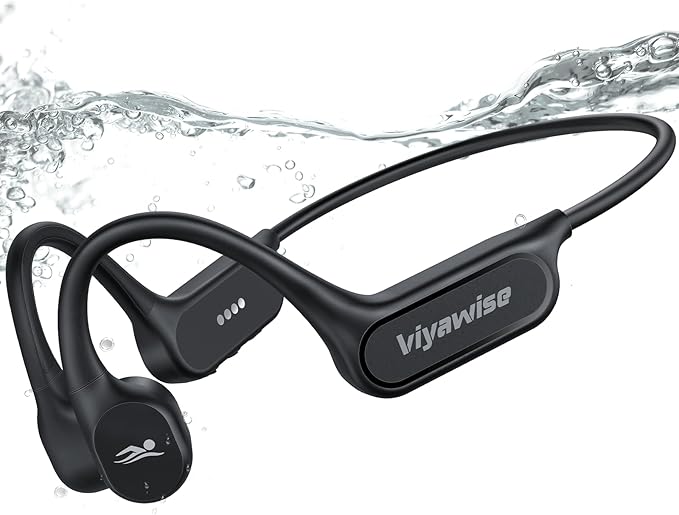B11 Bone Conduction Headphones, IP68 Waterproof Earbuds for Swimming, 32GB & Bluetooth 6.0 Wireless Underwater Open Ear Headphones with Mic for Sport