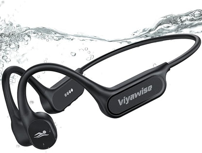 B11 Bone Conduction Headphones, IP68 Waterproof Earbuds for Swimming, 32GB & Bluetooth 6.0 Wireless Underwater Open Ear Headphones with Mic for Sport