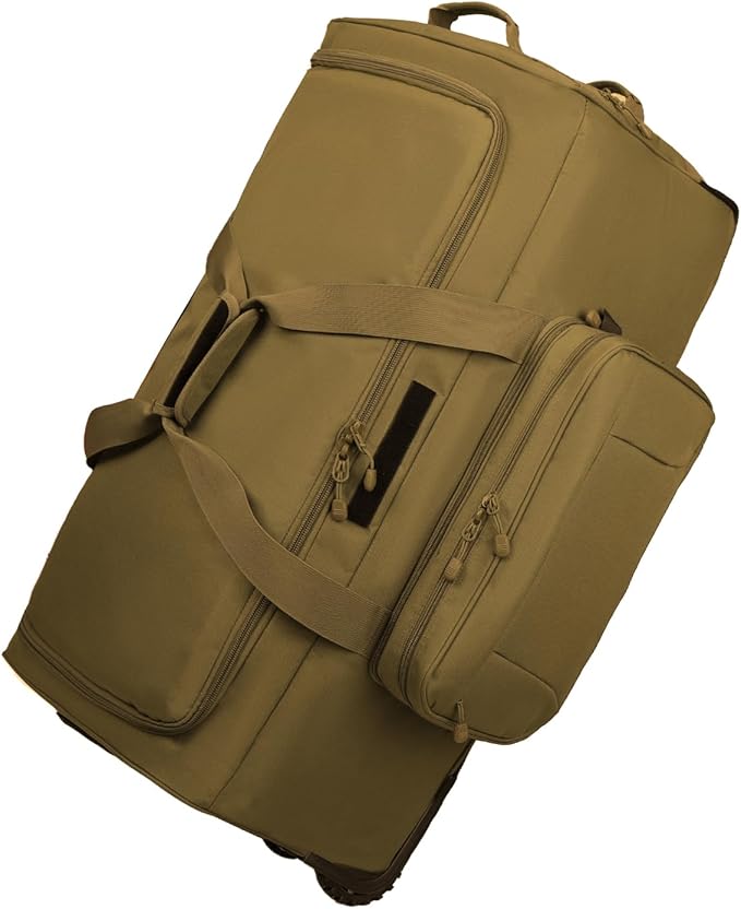 120L 3-Wheel Rolling Duffle Bag - Heavy Duty Military Deployment Bag, Durable Wheeled Duffle Luggage for Travel, Camping & Outdoor Adventures