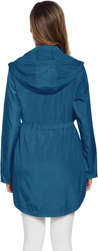 Avoogue Women's Long Raincoat with Hood Outdoor Lightweight Windbreaker Rain Jacket Waterproof