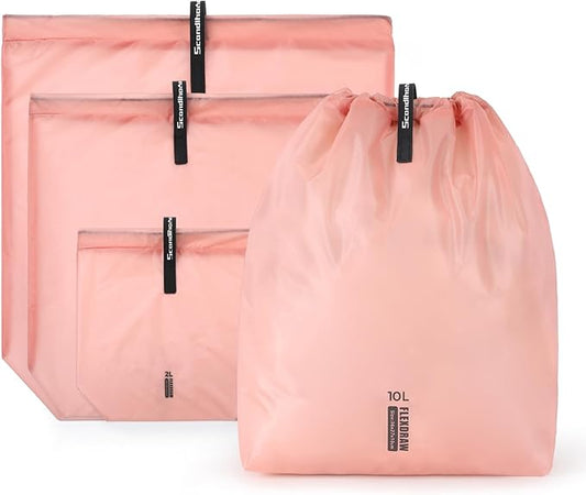 3 Set Packing Cubes for Travel, Lightweight Luggage Organizer Bags Waterproof Storage Bag, Multiple Sizes Reusable Used Essential for Gym Swim (Pink)